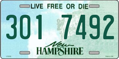 NH license plate 3017492