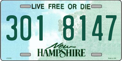 NH license plate 3018147