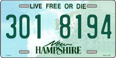 NH license plate 3018194