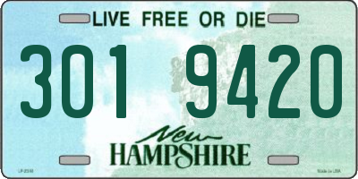 NH license plate 3019420