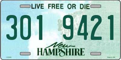 NH license plate 3019421