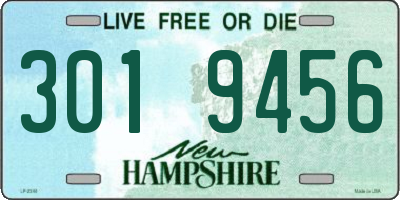 NH license plate 3019456