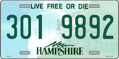 NH license plate 3019892