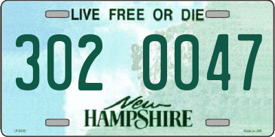 NH license plate 3020047