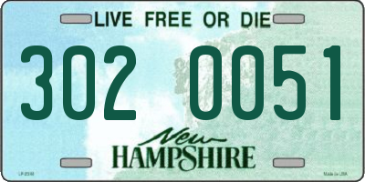 NH license plate 3020051