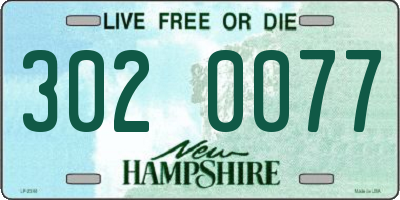 NH license plate 3020077