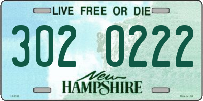 NH license plate 3020222