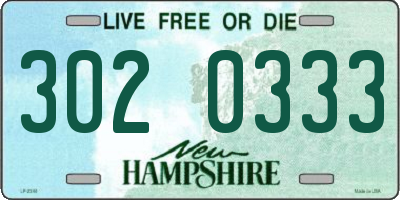 NH license plate 3020333