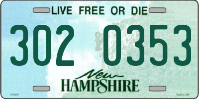 NH license plate 3020353