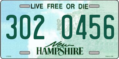 NH license plate 3020456