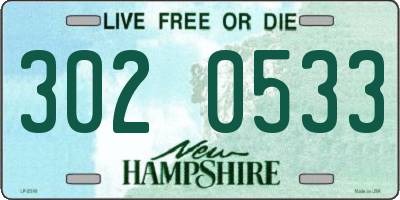 NH license plate 3020533