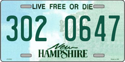 NH license plate 3020647