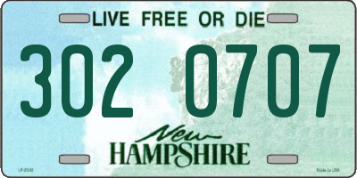 NH license plate 3020707