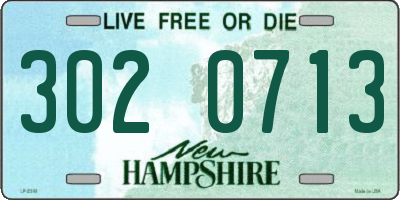 NH license plate 3020713