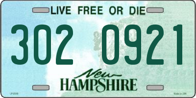 NH license plate 3020921