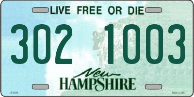 NH license plate 3021003