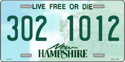 NH license plate 3021012