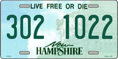 NH license plate 3021022