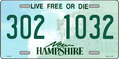 NH license plate 3021032