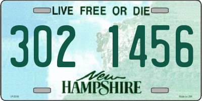 NH license plate 3021456