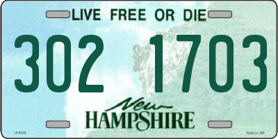 NH license plate 3021703
