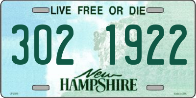 NH license plate 3021922