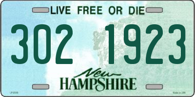 NH license plate 3021923