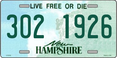NH license plate 3021926