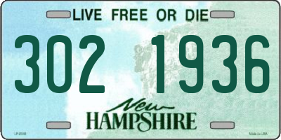 NH license plate 3021936