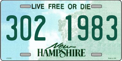 NH license plate 3021983