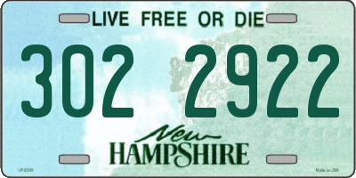 NH license plate 3022922