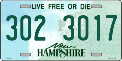 NH license plate 3023017