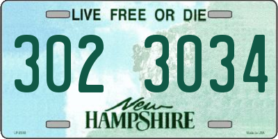 NH license plate 3023034