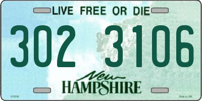 NH license plate 3023106