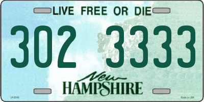NH license plate 3023333