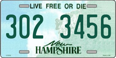 NH license plate 3023456