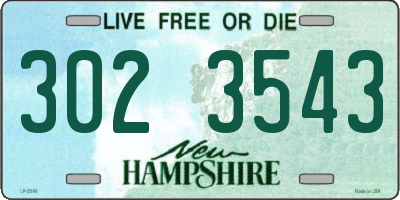 NH license plate 3023543