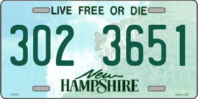 NH license plate 3023651