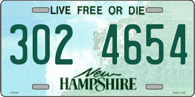 NH license plate 3024654