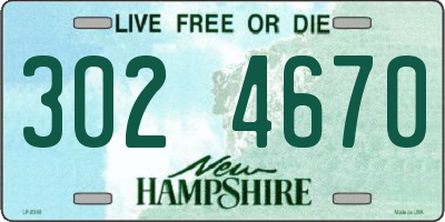 NH license plate 3024670