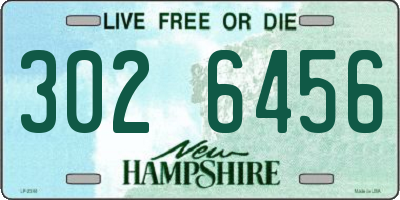 NH license plate 3026456