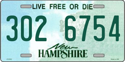 NH license plate 3026754