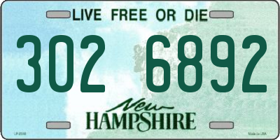 NH license plate 3026892