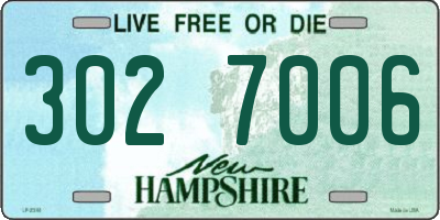 NH license plate 3027006