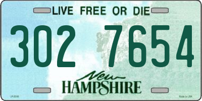 NH license plate 3027654