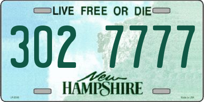 NH license plate 3027777