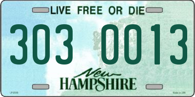 NH license plate 3030013