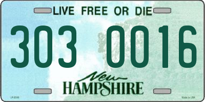 NH license plate 3030016
