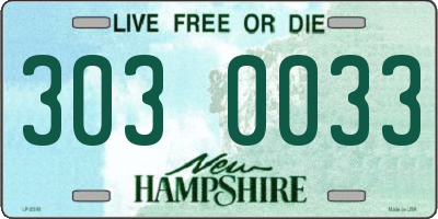 NH license plate 3030033