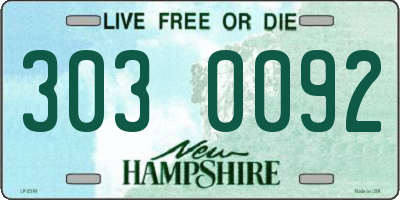 NH license plate 3030092